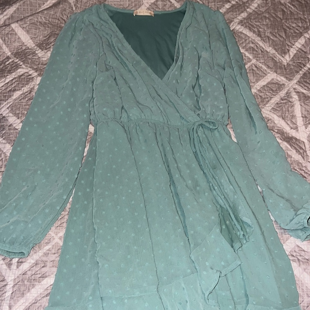 Teal long sleeve stress